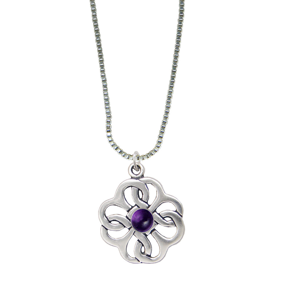 Sterling Silver Celtic Knot Flower Pendant Amethyst